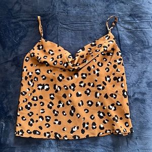 Nasty Gal Leopard Cowl neck tank top